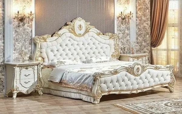 Hand crafted bed with white cushioning