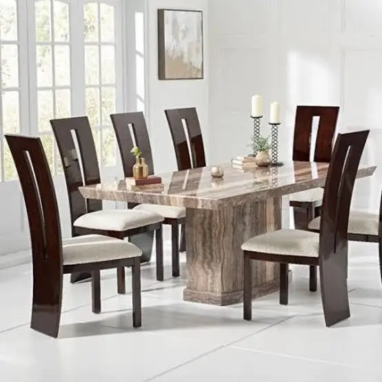 V shaped Chairs with glass table dining set