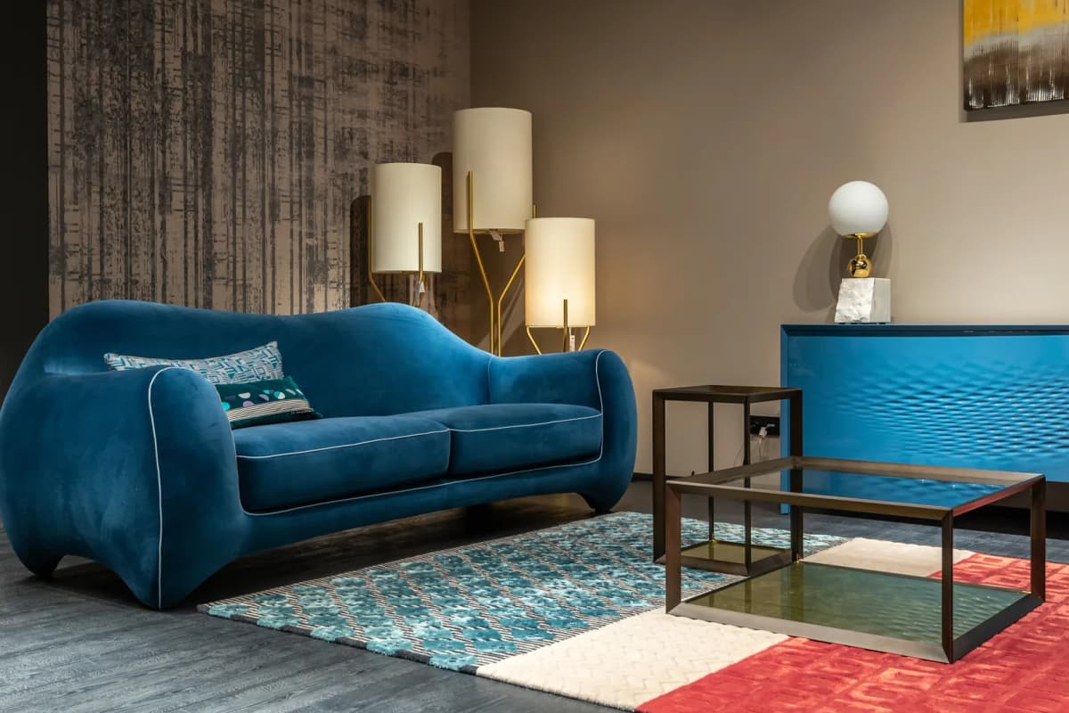Contemporary Deep Blue Sculptural Dewan