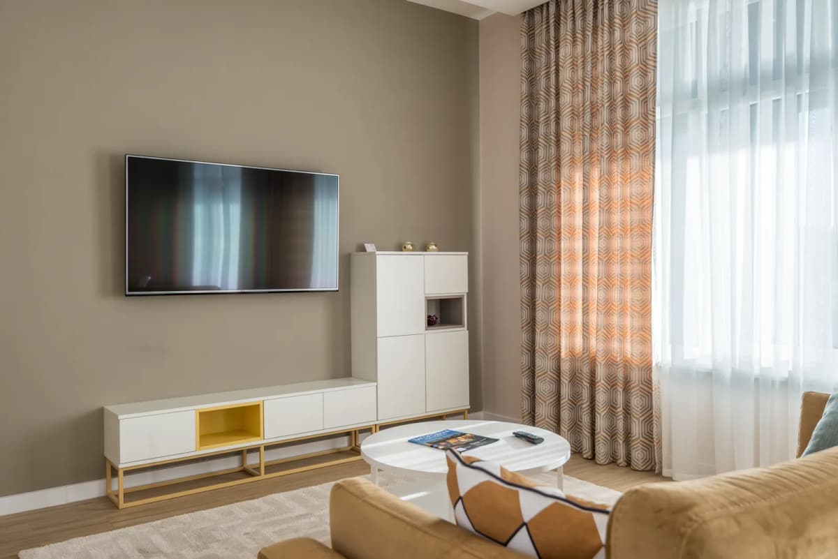 Contemporary White and Yellow TV Console