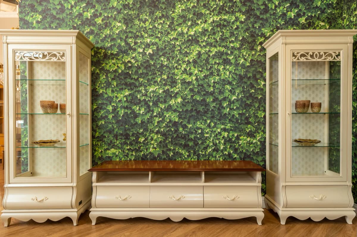 Classic French Ivory TV Cabinet Set