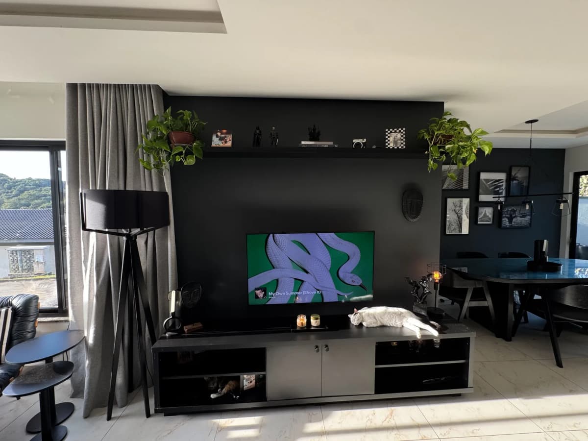 Black Entertainment Wall Unit
